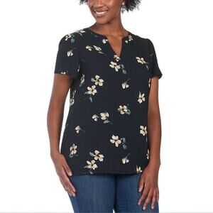 New Hilary Radley V-Neck Flutter Sleeves Lightweight Floral Print Blouse Top